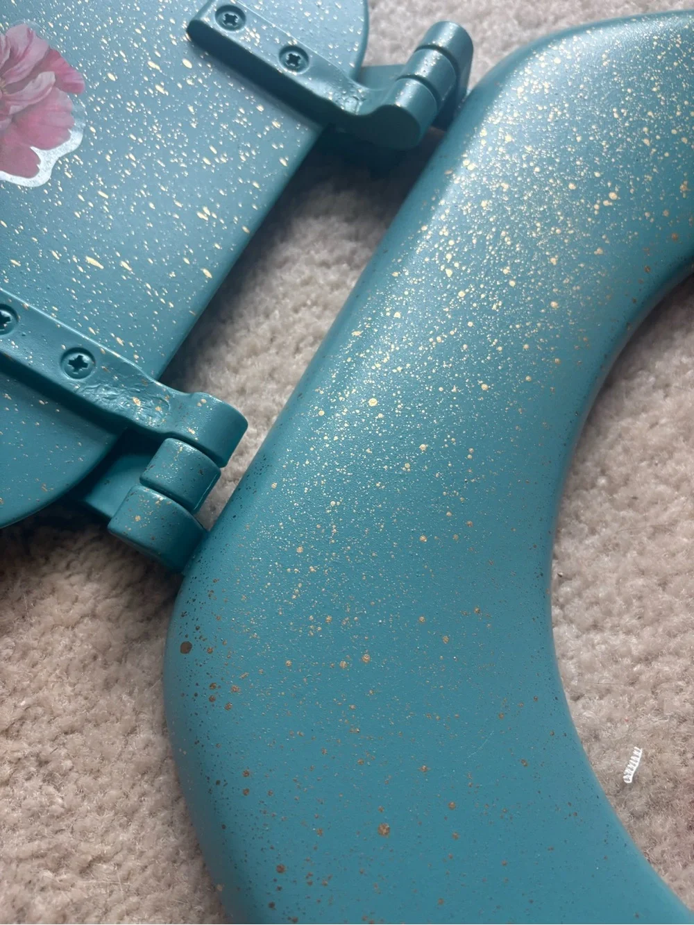 Floral Butterfly teal with metallic gold splash Toilet Seat